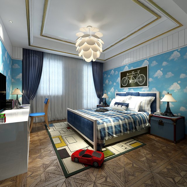 stylish bedroom complete 213 3D Model .c4d .max .obj .3ds .fbx .stl .blend