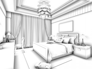 stylish bedroom complete 213 3D Model