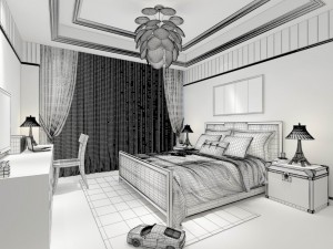 stylish bedroom complete 213 3D Model