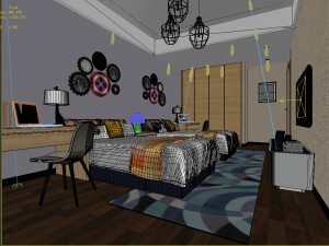 stylish bedroom complete 214 Model 3D