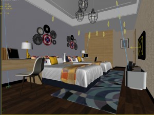 stylish bedroom complete 214 Model 3D