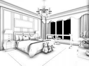 stylish bedroom complete 215 3D Model