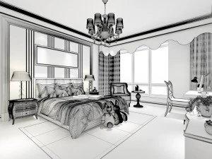 stylish bedroom complete 215 3D Model