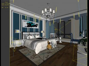 stylish bedroom complete 215 3D Model