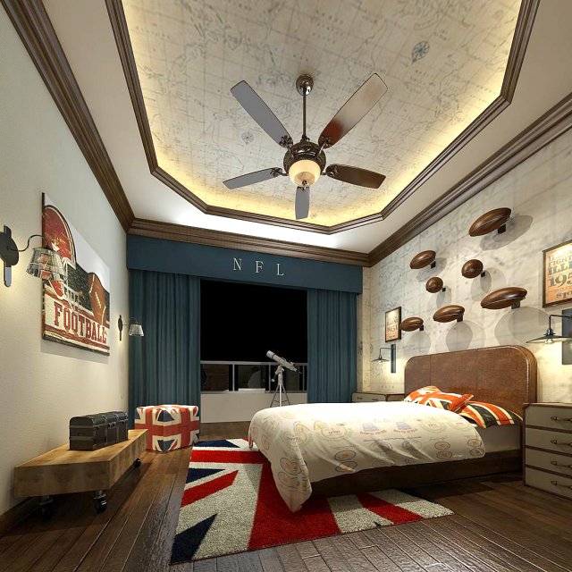stylish bedroom complete 216 3D-Modell .c4d .max .obj .3ds .fbx .stl .blend 