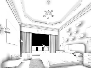 stylish bedroom complete 216 3D Model