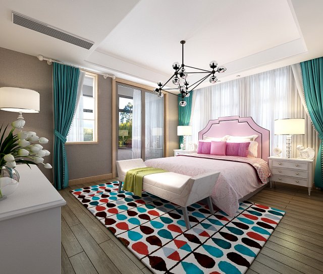 stylish bedroom complete 217 Model 3D .c4d .max .obj .3ds .fbx .stl .blend