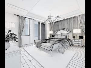 stylish bedroom complete 217 Model 3D