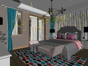 stylish bedroom complete 217 Model 3D