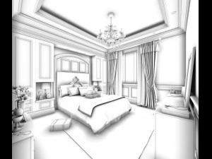 stylish bedroom complete 218 3D Model