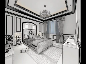 stylish bedroom complete 218 3D Model