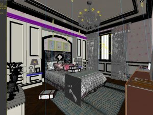 stylish bedroom complete 218 3D Model