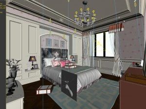 stylish bedroom complete 218 3D Model