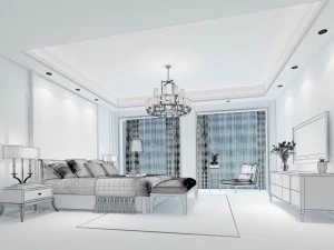 stylish bedroom complete02 3D Model