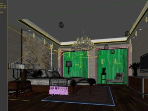 stylish bedroom complete02 3D Model