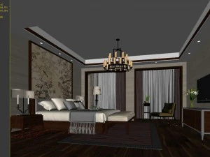stylish bedroom complete02 3D Model