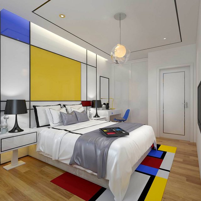 stylish bedroom complete03 3D मॉडल .c4d .max .obj .3ds .fbx .stl .blend 