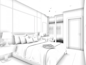 stylish bedroom complete03 3D Model
