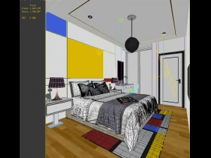 stylish bedroom complete03 3D Model
