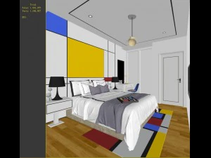 stylish bedroom complete03 3D Model