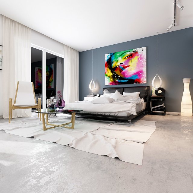 stylish master bedroom design 02 Model 3D .c4d .max .obj .3ds .fbx .stl .blend 