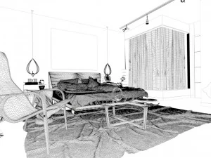stylish master bedroom design 02 3D Model