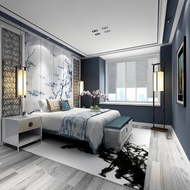 stylish master bedroom design 03 3D Модель .c4d .max .obj .3ds .fbx .stl .blend