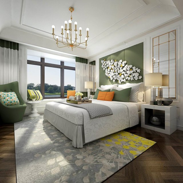 stylish master bedroom design 04 3D Model .c4d .max .obj .3ds .fbx .stl .blend 