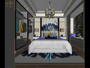 stylish master bedroom design 11 3D मॉडल