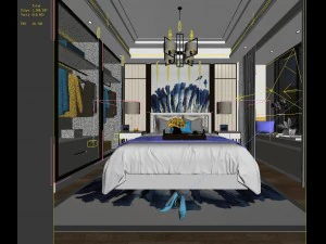stylish master bedroom design 11 3D Model