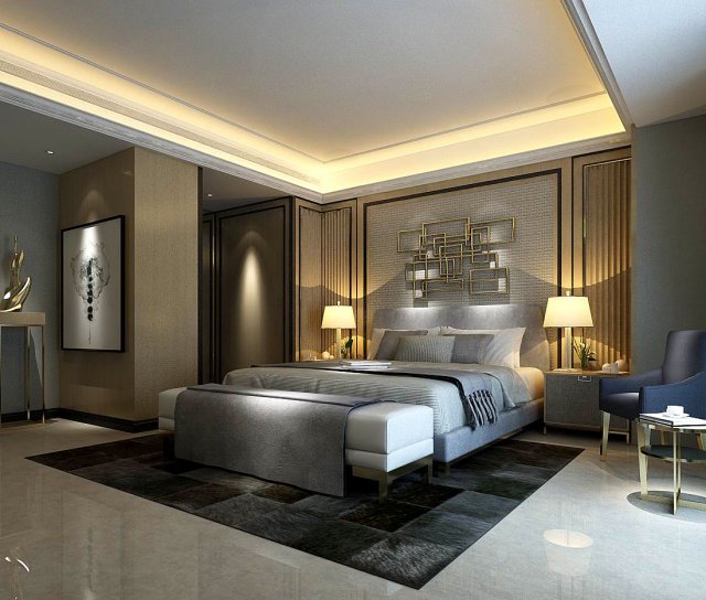 stylish master bedroom design 14 3D Модель .c4d .max .obj .3ds .fbx .stl .blend 