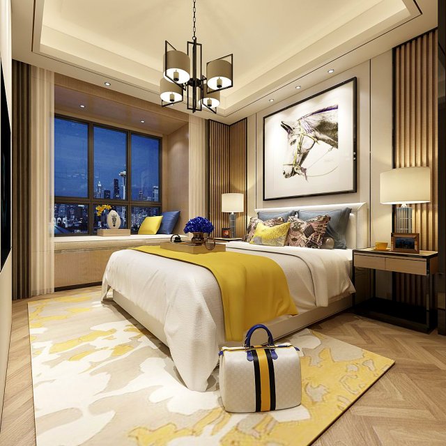 stylish master bedroom design 16 3D Model .c4d .max .obj .3ds .fbx .stl .blend 