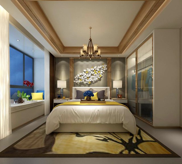 stylish master bedroom design 17 3D Model .c4d .max .obj .3ds .fbx .stl .blend 