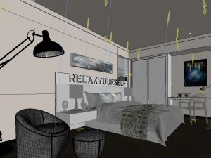 stylish master bedroom design 21 3D Model