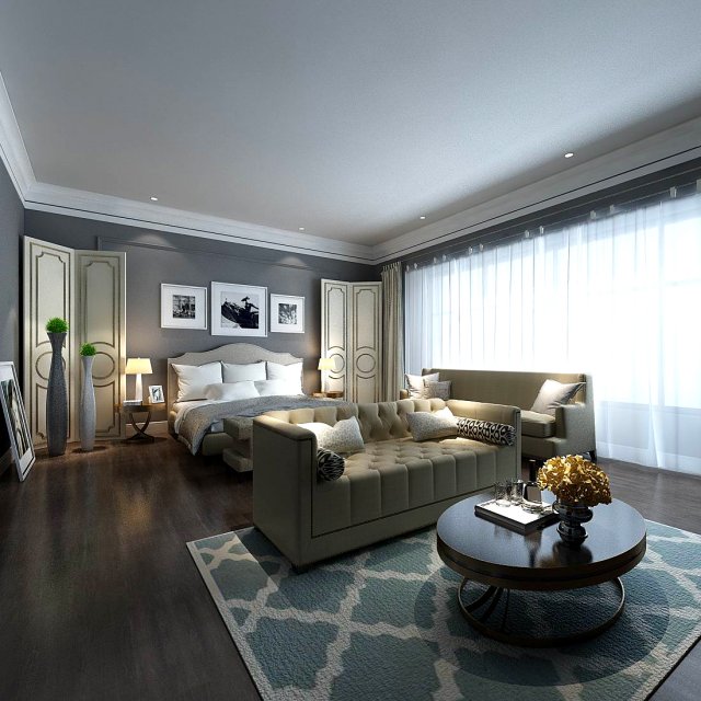 stylish master bedroom design 23 3D Model .c4d .max .obj .3ds .fbx .stl .blend 