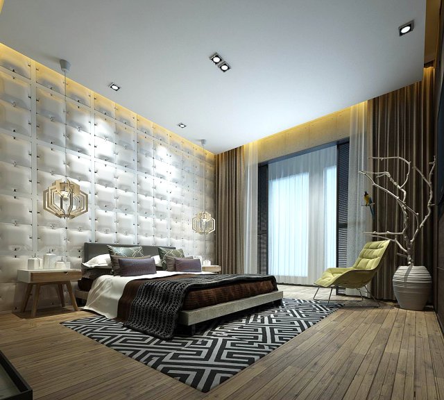 stylish master bedroom design 28 Modello 3D .c4d .max .obj .3ds .fbx .stl .blend