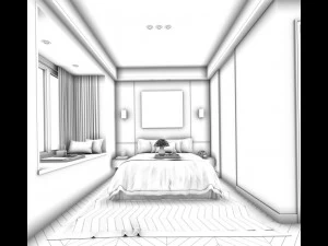 stylish master bedroom design 31 3D Model