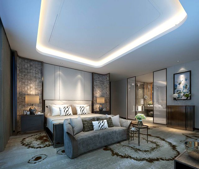 stylish master bedroom design 32 3D 模型 .c4d .max .obj .3ds .fbx .stl .blend 