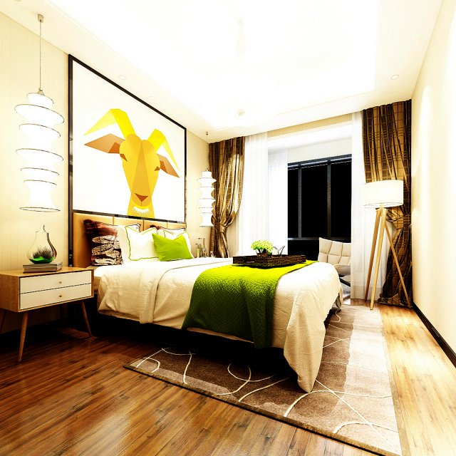 stylish master bedroom design 33 Model 3D .c4d .max .obj .3ds .fbx .stl .blend 