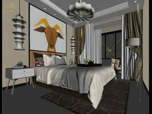 stylish master bedroom design 33 3D Model