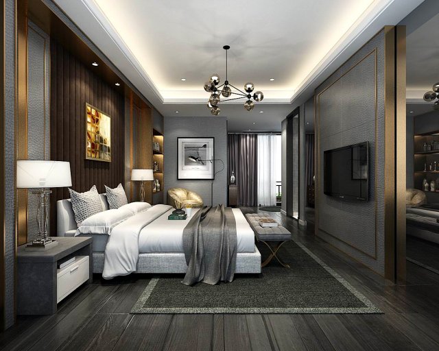 stylish master bedroom design 35 3D Model .c4d .max .obj .3ds .fbx .stl .blend 