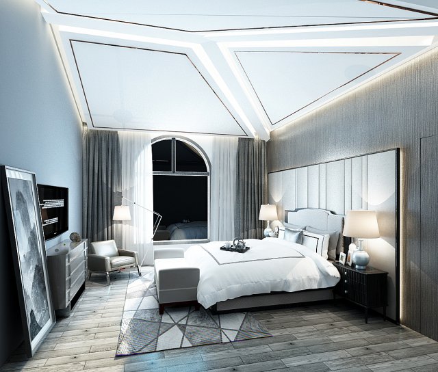 stylish master bedroom design 36 Modèle 3D .c4d .max .obj .3ds .fbx .stl .blend 