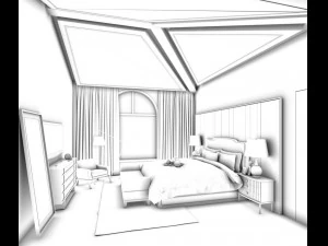 stylish master bedroom design 36 3D Model