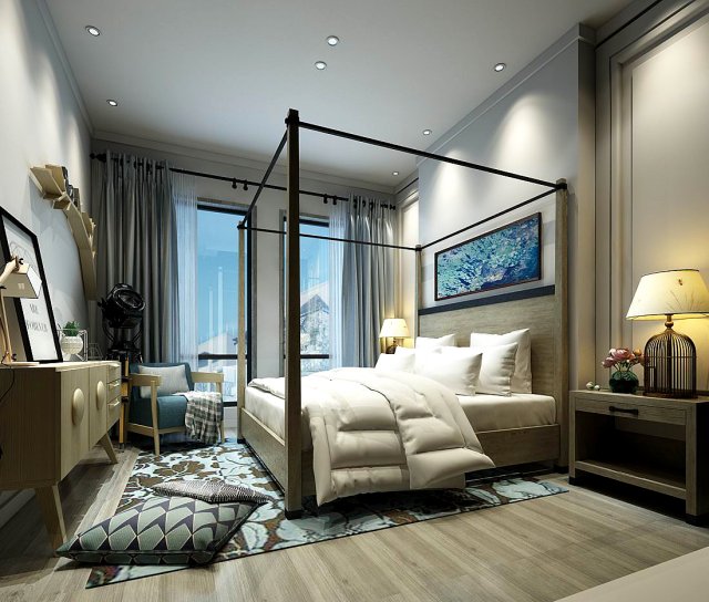 stylish master bedroom design 39 3D 模型 .c4d .max .obj .3ds .fbx .stl .blend 