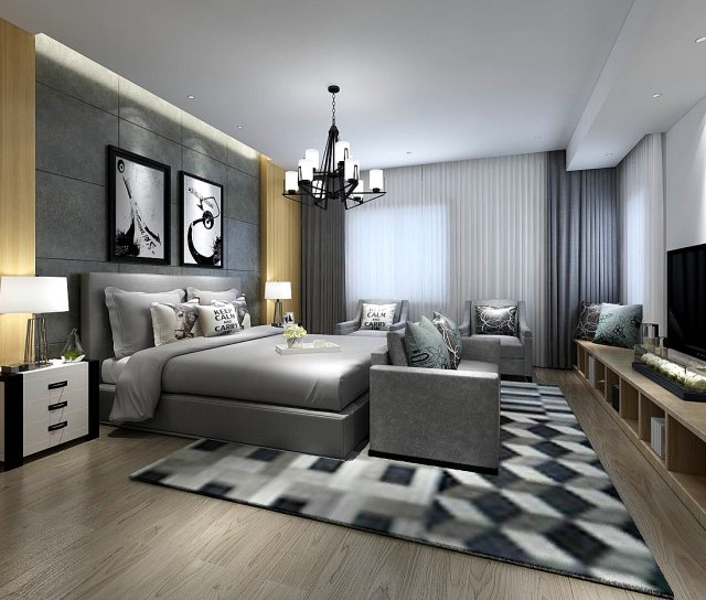 stylish master bedroom design 41 3D 모델 .c4d .max .obj .3ds .fbx .stl .blend 