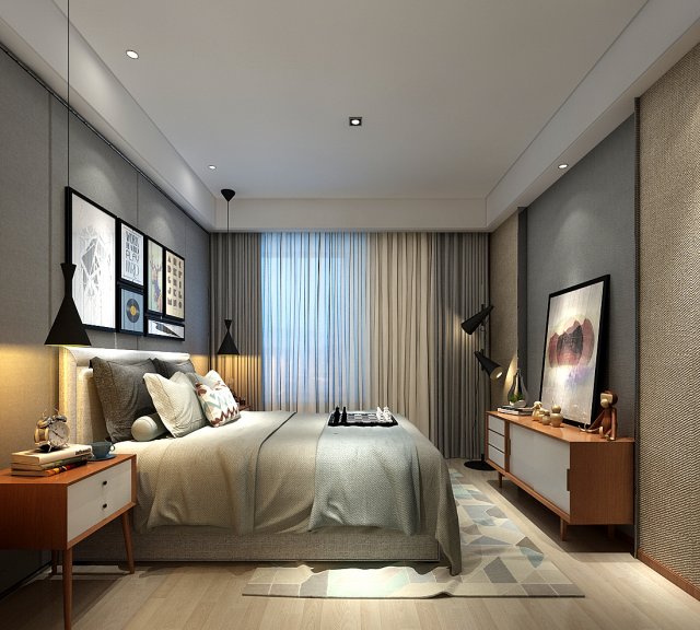stylish master bedroom design 42 3D Модель .c4d .max .obj .3ds .fbx .stl .blend 
