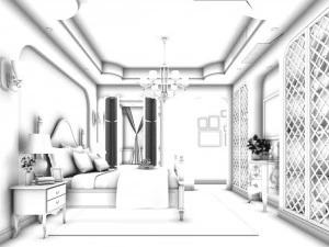 stylish master bedroom design 44 3D Model