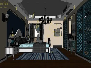 stylish master bedroom design 44 3D Model