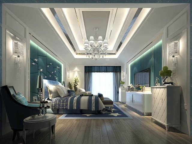 stylish master bedroom design 46 3D Model .c4d .max .obj .3ds .fbx .stl .blend 