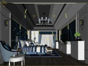 stylish master bedroom design 46 3D Model